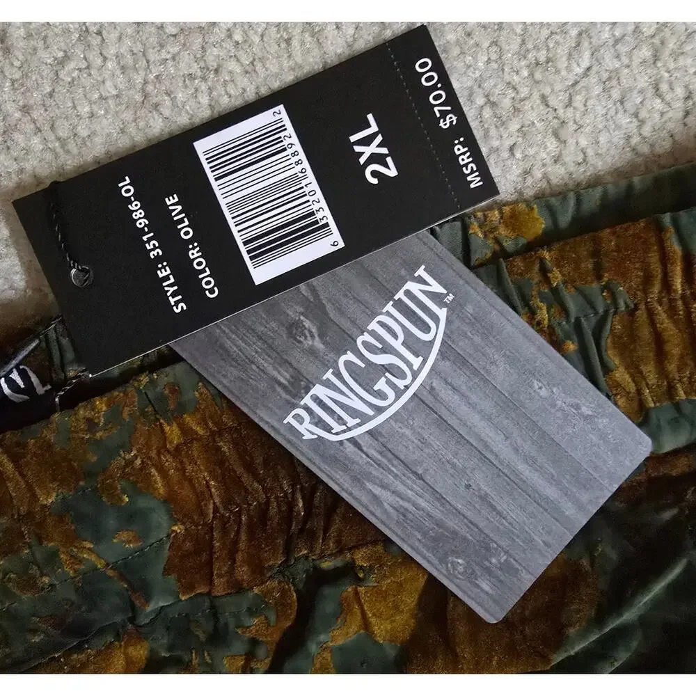 Ringspun Men's 2XL Olive Velvet Lounge Shorts Abstract Drawstring NWT NEW